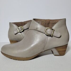 Dansko Darbie Aniline Booties Buckle Detail Side Zip Womens Sz 39 US 8.5-9 Gray